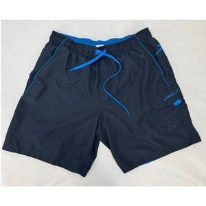 Speedo Swim Trunk Board Shorts Men's Large Navy Lined Drawstring Waist